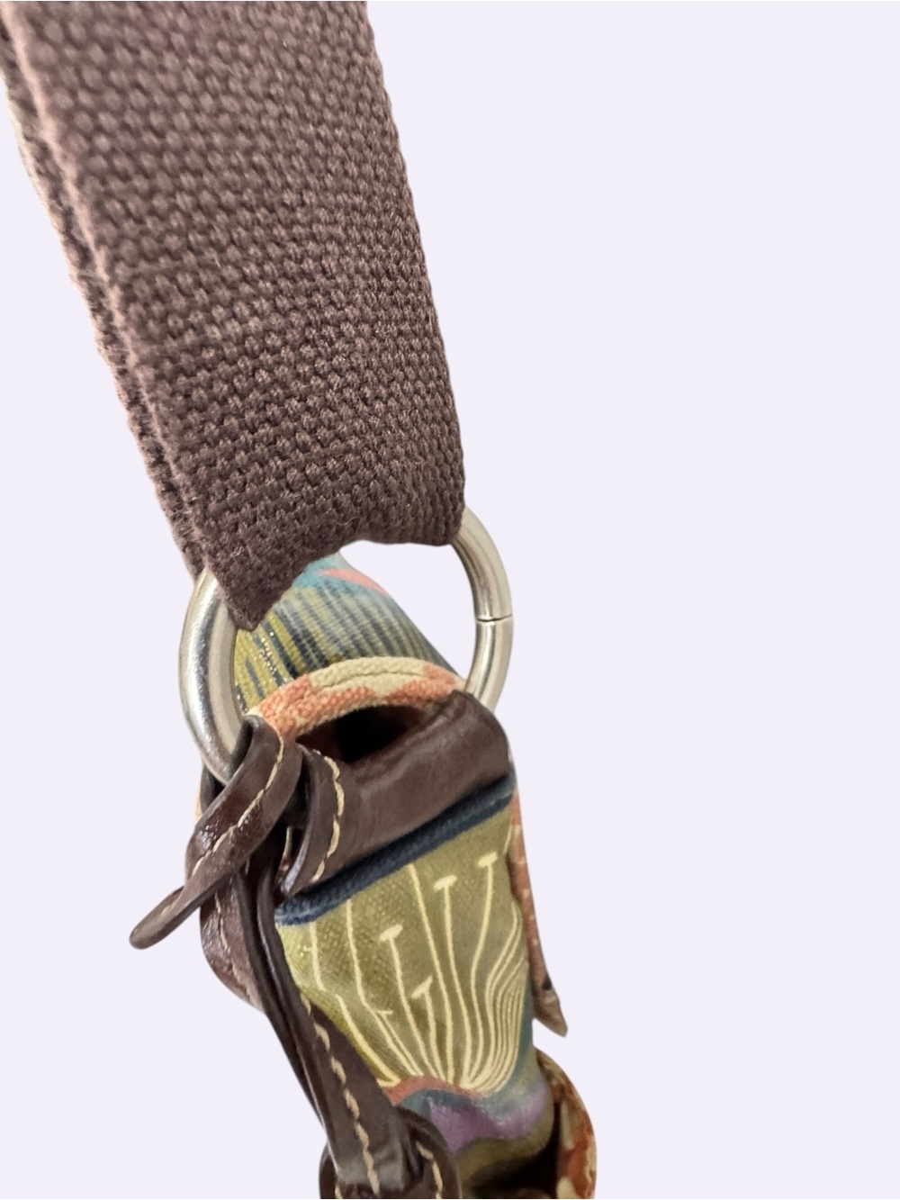 Fossil Floral Coated Canvas Messenger Bag Boho Retro Print Shoulder Purse - Picture 12 of 16